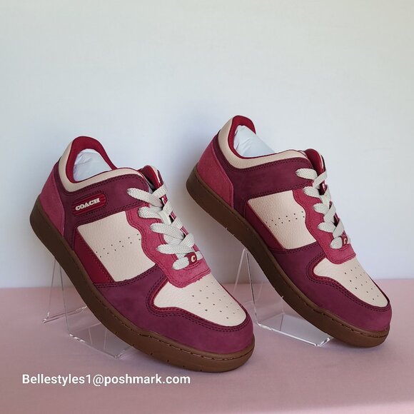 COACH Low Top Leather and Suede Sneakers C201- Pink color- Women’s US Size 9B - Picture 6 of 16